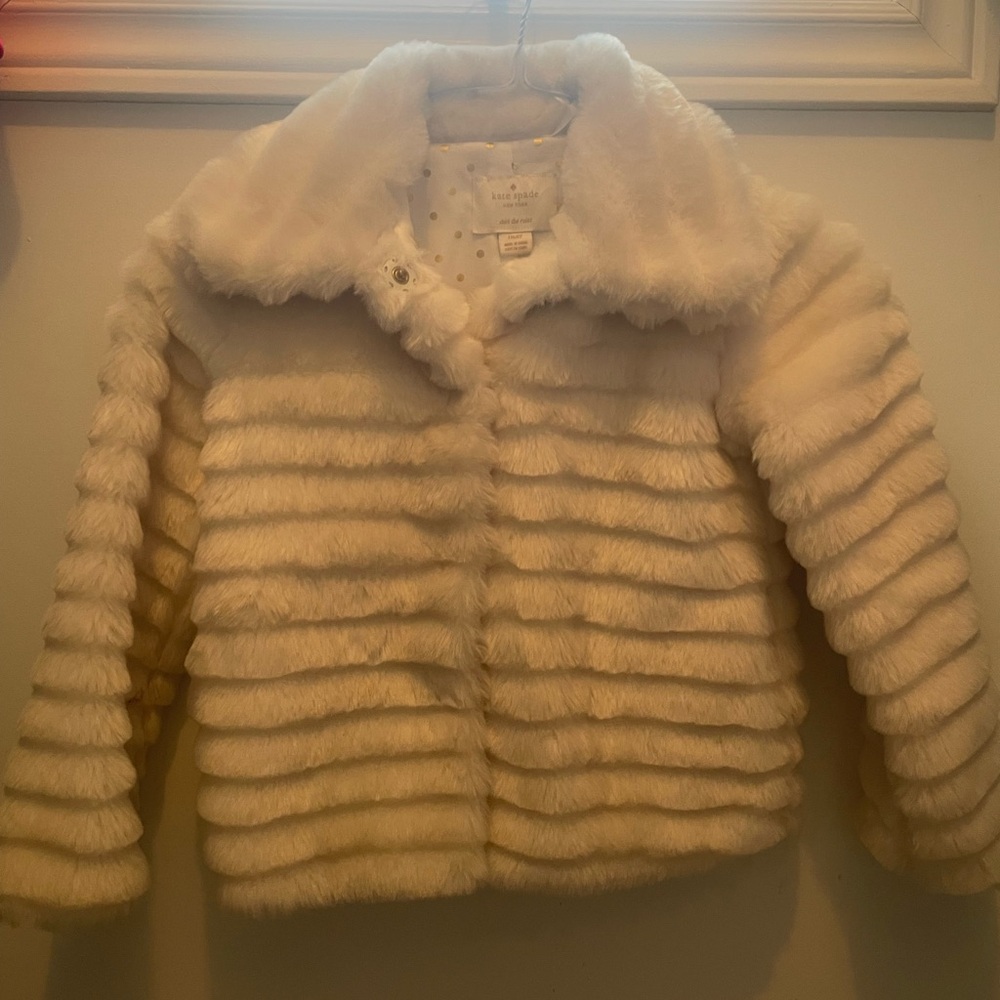 Kate Spade Cream Faux Fur Kids Jacket